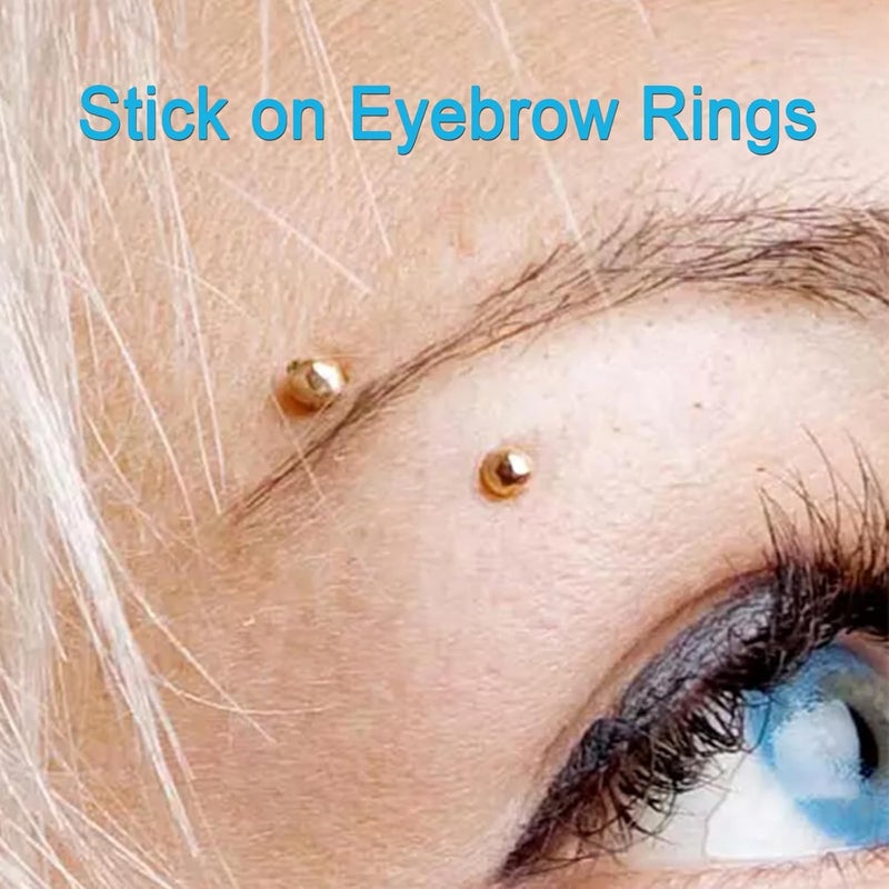 QWALIT Fake Lip Ring Fake Lip Piercing Fake Piercings Fake Nose Ring Hoop Fake Face Piercing Fake Lip Stud Fake Nose Stud Stick on Fake Eyebrow Piercing Fake Eyebrow Ring Fake Piercing Balls Silver - Image 4